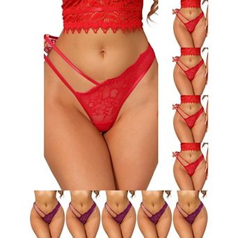 10 Packs Women's Floral Lace Low Waisted Briefs Side Hollow Out Mesh String Thongs Underwear