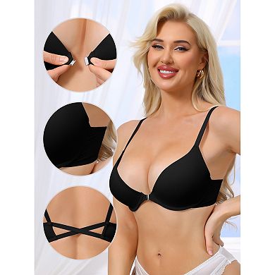 10 Packs Women's Push Up Underwire Bralette Adjustable Straps Bras with Front Closure