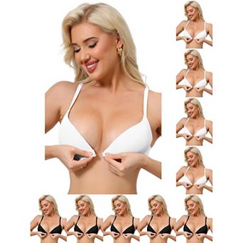 10 Packs Women's Push Up Underwire Bralette Adjustable Straps Bras with Front Closure