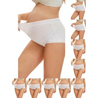 10 Packs Women's High Waist Cotton Maternity Underwear Soft Jacquard Texture Briefs