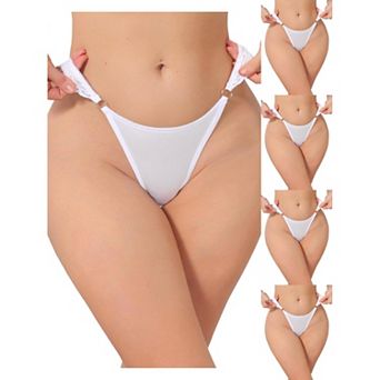5 Packs Women's Low Rise Lace Thong Soft Silky Underwear with Side Rings