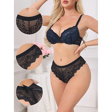 10 Packs Women's Lace Thong Bow Low Rise Cute Soft Bikini Underwear