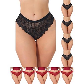 10 Packs Women's Lace Thong Bow Low Rise Cute Soft Bikini Underwear