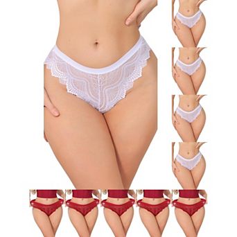 10 Packs Women's Lace Thong Bow Low Rise Cute Soft Bikini Underwear