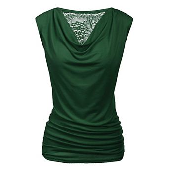 Zeagoo Womens Ruched Cowl Neck Tank Tops Sleeveless Stretch Blouse with Side Shirring