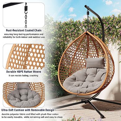 Merax Versatile Hanging Egg Chair, Outdoor Swing chairs with Soft Removable Cushion