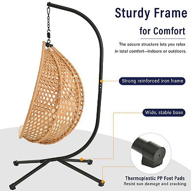 Merax Versatile Hanging Egg Chair, Outdoor Swing chairs with Soft Removable Cushion