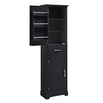 Merax Tall Bathroom Storage Cabinet, Freestanding with Adjustable Shelves and Door Shelf