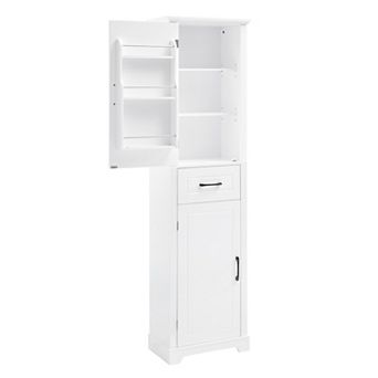 Merax Tall Bathroom Storage Cabinet, Freestanding with Adjustable Shelves and Door Shelf