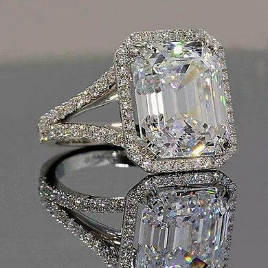 Simple Design Luxury Inlaid Big Square Cubic Zirconia Wedding Ring