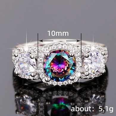 Round Rainbow Cubic Zirconia Statement Cocktail Rings for Women