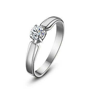Single Round Cubic Zirconia Rings for Women Trendy Temperament Wedding Bands Jewelry