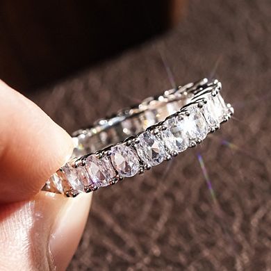 Silver Plated Square Cubic Zirconia Inlaid Minimalist Shining Ring