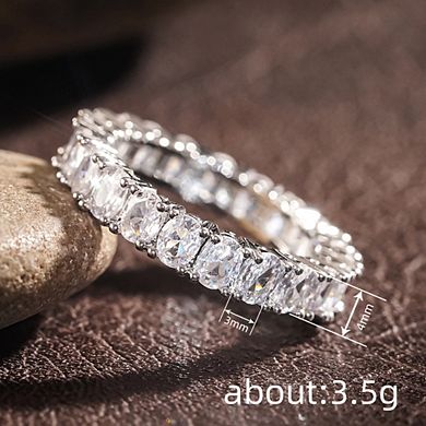 Silver Plated Square Cubic Zirconia Inlaid Minimalist Shining Ring