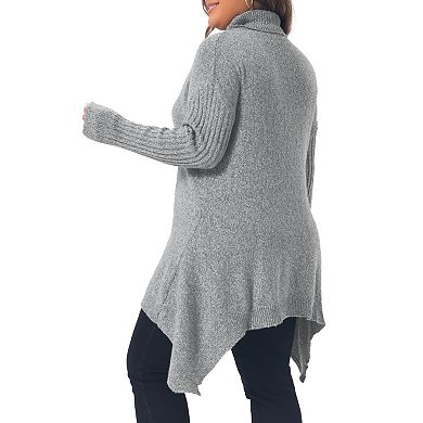 Women's Plus Size Turtleneck Asymmetrical Hem Pullover Sweater