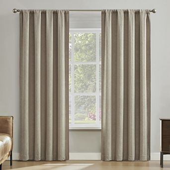 Sun Zero Medina Woven Damask Medallion 2-Pack 100% Blackout Window Curtain Panels