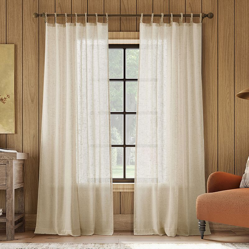 Archaeo 2-Pack Linen Blend Rope Tab Top Window Curtain Panels