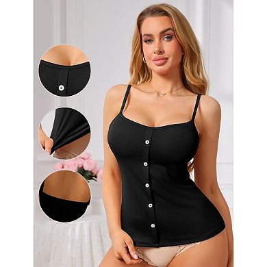 10 Packs Women's Button Down Cami Tank Sleeveless U-Neck Spaghetti Strap Summer Camisoles