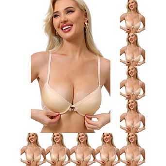 10 Packs Women's Lace Trim Push Up Bra Plunge Underwire Bralette Cleavage Bras Adjustable Straps