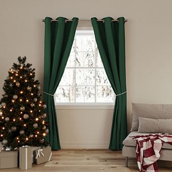 No. 918 Gloria Tie Back 2 pc Holiday Room Darkening Grommet Curtain Panels
