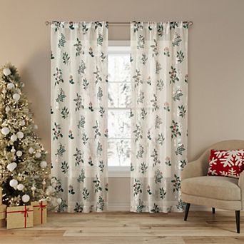 No. 918 Berry Creek Holiday 2-Pack Sheer Rod Pocket Curtain Panels
