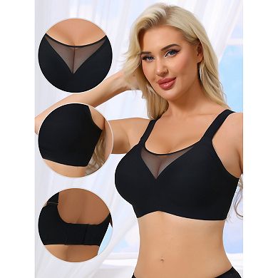 10 Packs Women's Mesh V-Neck Wirefree Seamless Soft Bras Full Coverage Minimizers