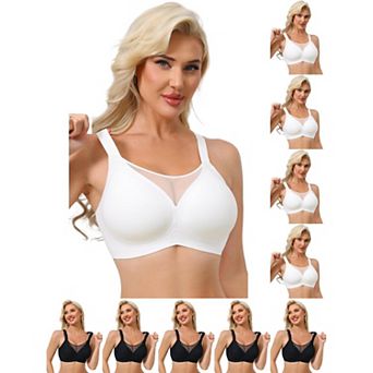 10 Packs Women's Mesh V-Neck Wirefree Seamless Soft Bras Full Coverage Minimizers