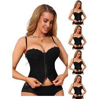 5 Packs Corset Tops for Women Lace Bustier Underwire Top Front Hook Backless Slim Fit Boned Bralette