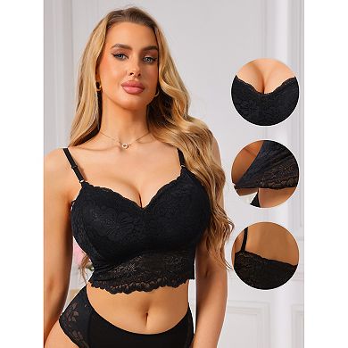 10 Packs Women's Lace V Neck Wireless Camisole Adjustable Spaghetti Straps Padded Triangle Bras