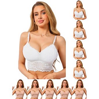 10 Packs Women's Lace V Neck Wireless Camisole Adjustable Spaghetti Straps Padded Triangle Bras