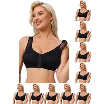 10 Packs Women's Front Closure Sport Bras Wireless Adjustable Straps Bralette Fixed Cup FullCoverage
