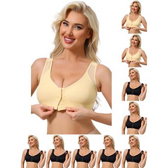 10 Packs Women's Front Closure Sport Bras Wireless Adjustable Straps Bralette Fixed Cup FullCoverage