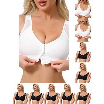 10 Packs Women's Front Closure Sport Bras Wireless Adjustable Straps Bralette Fixed Cup FullCoverage