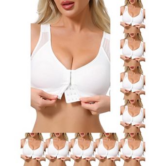 10 Packs Women's Front Closure Sport Bras Wireless Adjustable Straps Bralette Fixed Cup FullCoverage