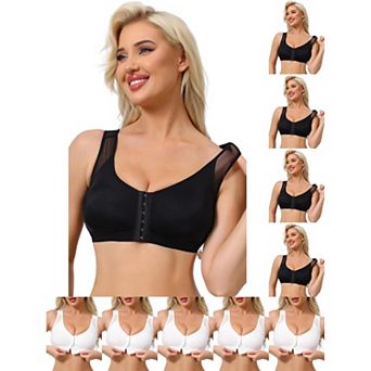 10 Packs Women's Front Closure Sport Bras Wireless Adjustable Straps Bralette Fixed Cup FullCoverage
