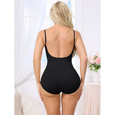 3 Packs Bodysuits for Women Tummy Control V Neck Backless Camisole Thong Leotard Adjustable Straps