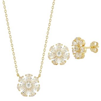 Everyday by Sunkissed Cubic Zirconia Flower Earrings and Necklace Set