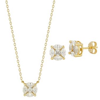 Everyday by Sunkissed Cubic Zirconia Illusion Pendant Necklace and Earrings Set