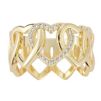 Everyday by Sunkissed Cubic Zirconia Pave Heart Link Band Ring