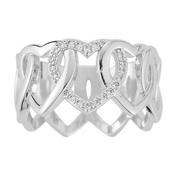 Everyday by Sunkissed Cubic Zirconia Pave Heart Link Band Ring