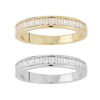 Everyday by Sunkissed Baguette Cut Cubic Zirconia Channel Half Eternity Band Ring Set