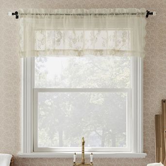 No. 918 Lillemor Floral Lace Sheer Rod Pocket Kitchen Curtain Valance