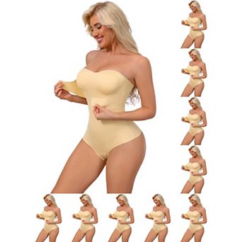 10 Packs Women's Strapless Shapewear Front Hook PushUp Bodysuits Seamless Bodyshaper RemovableStraps