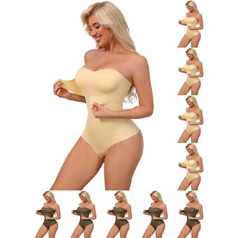 10 Packs Women's Strapless Shapewear Front Hook PushUp Bodysuits Seamless Bodyshaper RemovableStraps