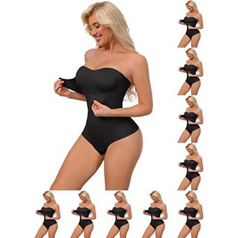 10 Packs Women's Strapless Shapewear Front Hook PushUp Bodysuits Seamless Bodyshaper RemovableStraps