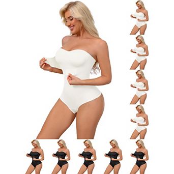 10 Packs Women's Strapless Shapewear Front Hook PushUp Bodysuits Seamless Bodyshaper RemovableStraps