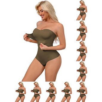 10 Packs Women's Strapless Shapewear Front Hook PushUp Bodysuits Seamless Bodyshaper RemovableStraps