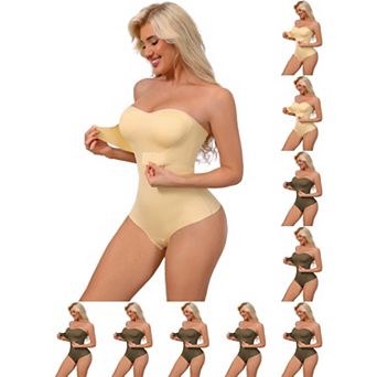 10 Packs Women's Strapless Shapewear Front Hook PushUp Bodysuits Seamless Bodyshaper RemovableStraps
