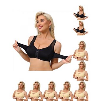 10 Packs Women's Front Closure Posture Wireless Back Support Full Coverage Bra Bosom Support Band