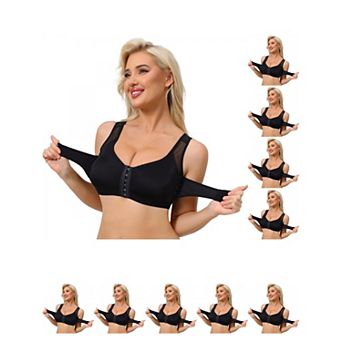 10 Packs Women's Front Closure Posture Wireless Back Support Full Coverage Bra Bosom Support Band